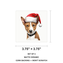 Basenji Puppy Drawing ceramic coasters set of 4, size 3.75 inches