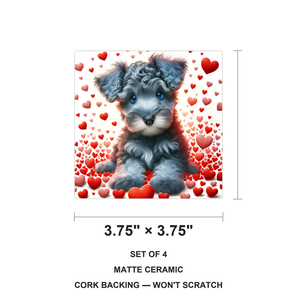 Miniature Schnauzer ceramic coasters set of 4, size 3.75 inches