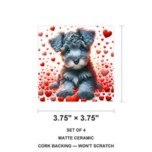 Miniature Schnauzer ceramic coasters set of 4, size 3.75 inches