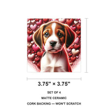 Beagle ceramic coasters set of 4, size 3.75 inches