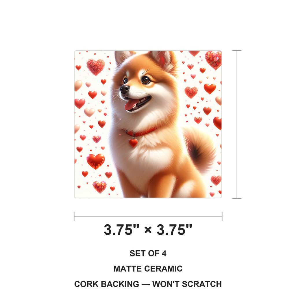 Shiba Inu ceramic coasters set of 4, size 3.75 inches