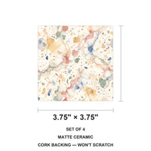 Terrazzo ceramic coasters set of 4, size 3.75 inches