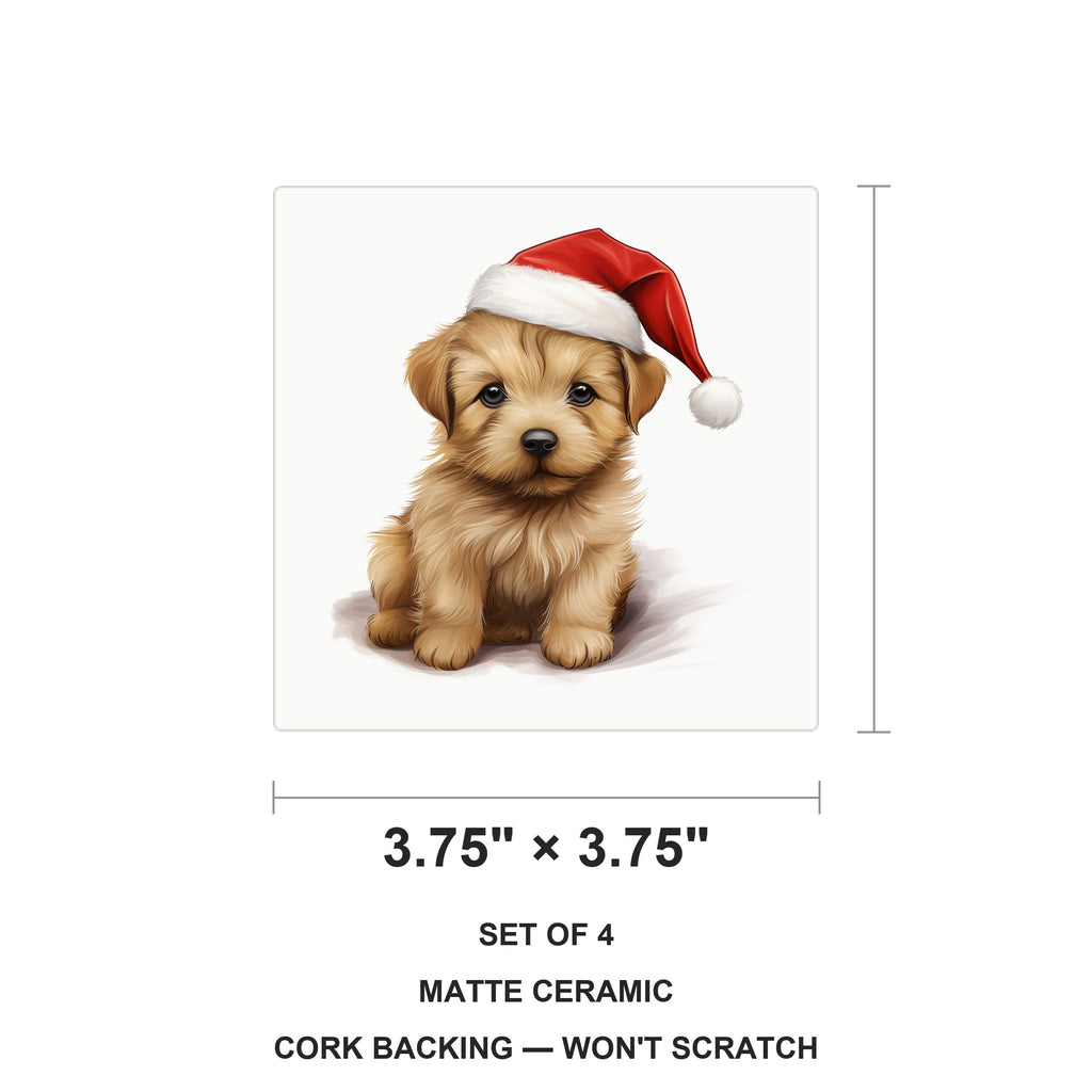 Norfolk Terrier Puppy Drawing ceramic coasters set of 4, size 3.75 inches