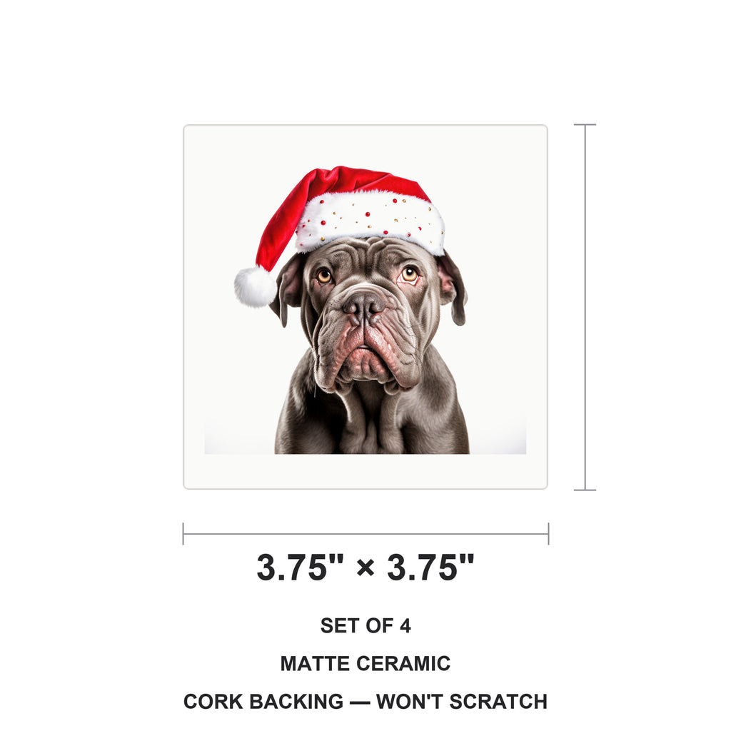 Neapolitan Mastiff ceramic coasters set of 4, size 3.75 inches