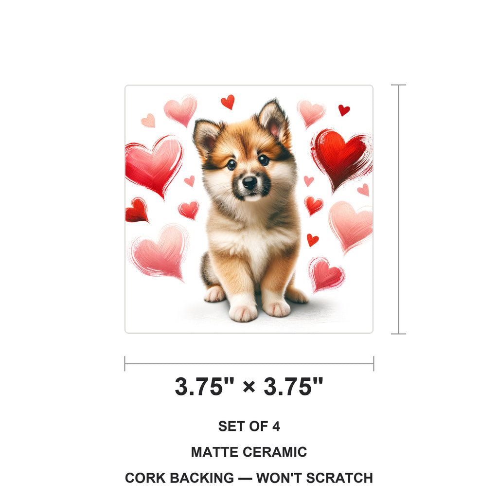 Icelandic Sheepdog ceramic coasters set of 4, size 3.75 inches