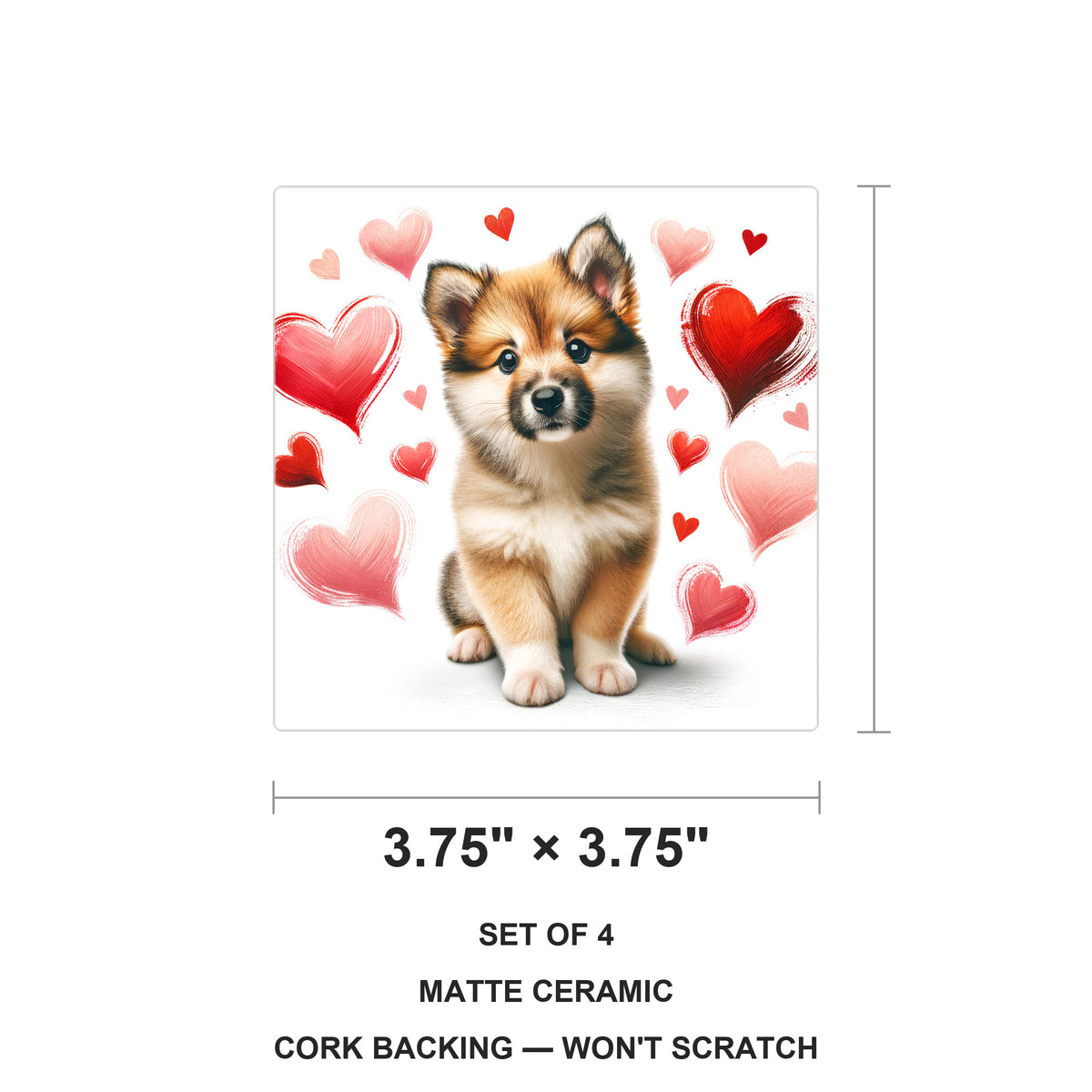 Icelandic Sheepdog ceramic coasters set of 4, size 3.75 inches