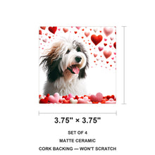 Old English Sheepdog ceramic coasters set of 4, size 3.75 inches