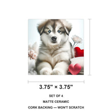 Siberian Husky ceramic coasters set of 4, size 3.75 inches