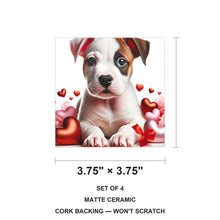 American Staffordshire Terrier ceramic coasters set of 4, size 3.75 inches