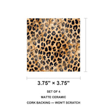 Cheetah Print ceramic coasters set of 4, size 3.75 inches
