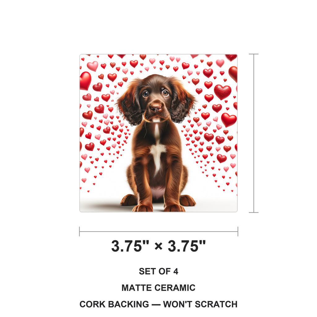 Boykin Spaniel ceramic coasters set of 4, size 3.75 inches