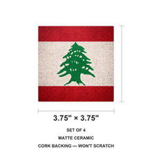 Lebanon Flag Pride ceramic coasters set of 4, size 3.75 inches