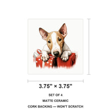 Bull Terrier Puppy Drawing ceramic coasters set of 4, size 3.75 inches