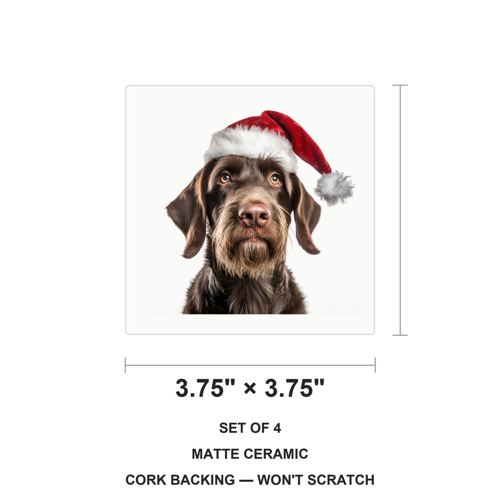 German Wirehaired Pointer ceramic coasters set of 4, size 3.75 inches