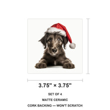 Scottish Deerhound Puppy ceramic coasters set of 4, size 3.75 inches