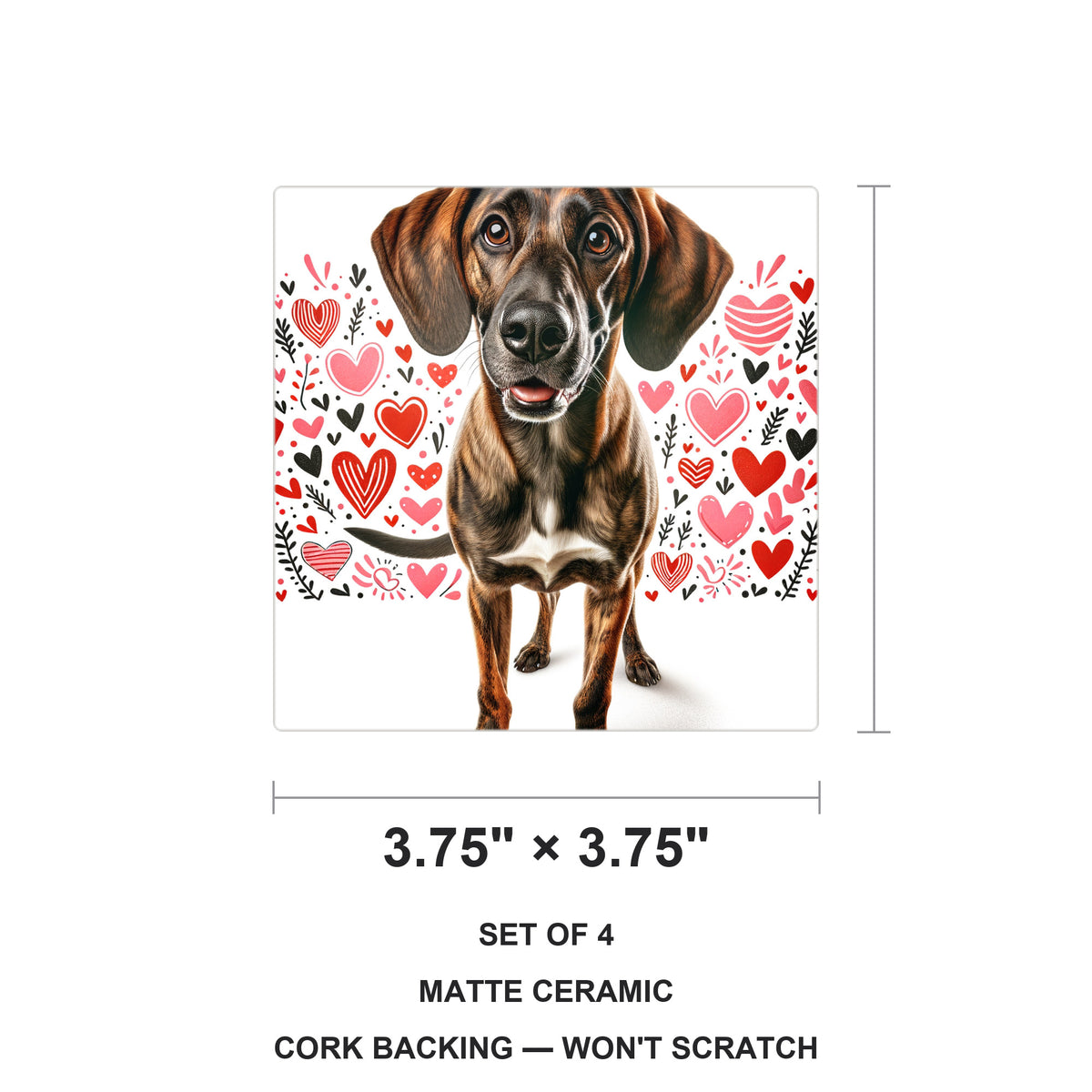 Rhodesian Ridgeback ceramic coasters set of 4, size 3.75 inches