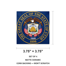 Utah State Flag ceramic coasters set of 4, size 3.75 inches