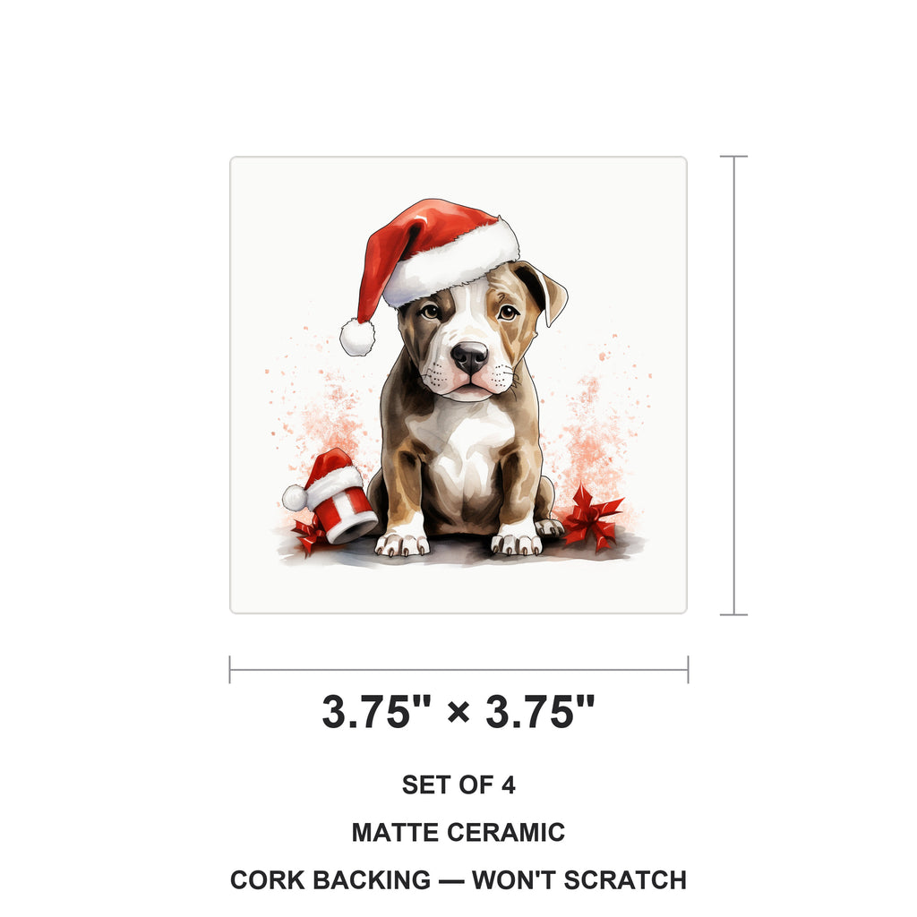 American Staffordshire Terrier Puppy Drawing ceramic coasters set of 4, size 3.75 inches