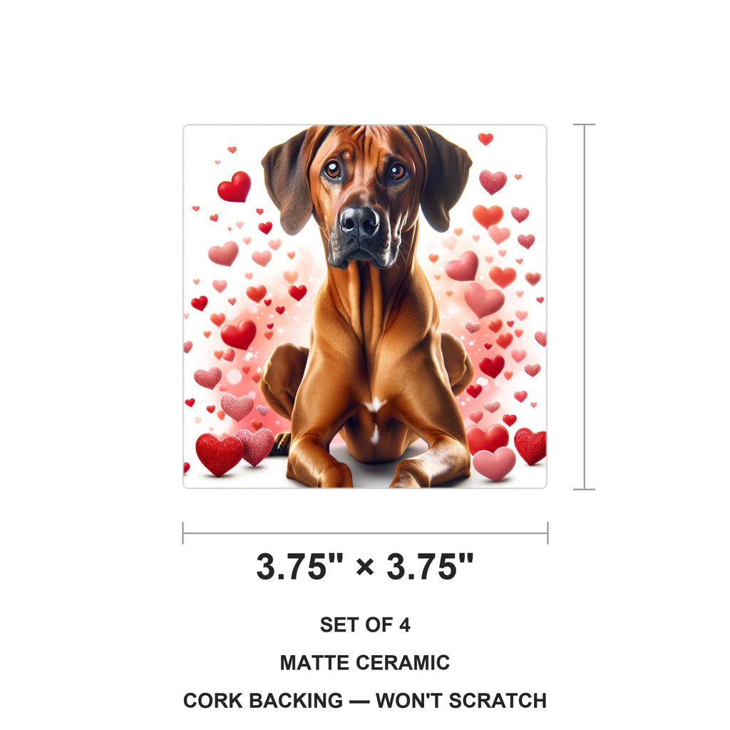 Rhodesian Ridgeback ceramic coasters set of 4, size 3.75 inches