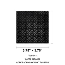 Carbon Fiber ceramic coasters set of 4, size 3.75 inches
