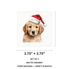 Golden Retriever Puppy Drawing ceramic coasters set of 4, size 3.75 inches