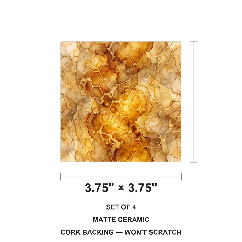 Honeycomb Hexagon ceramic coasters set of 4, size 3.75 inches