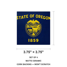 Oregon State Flag ceramic coasters set of 4, size 3.75 inches