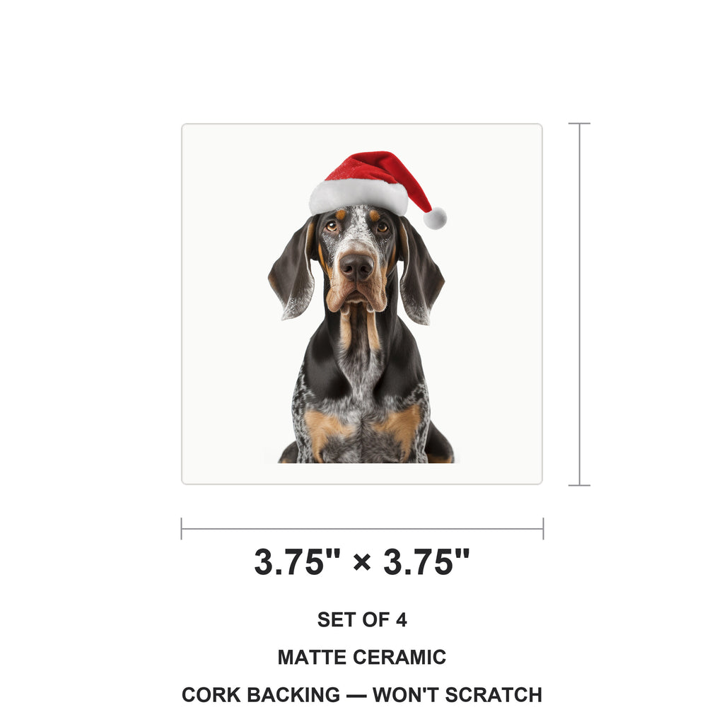 Bluetick Coonhound ceramic coasters set of 4, size 3.75 inches