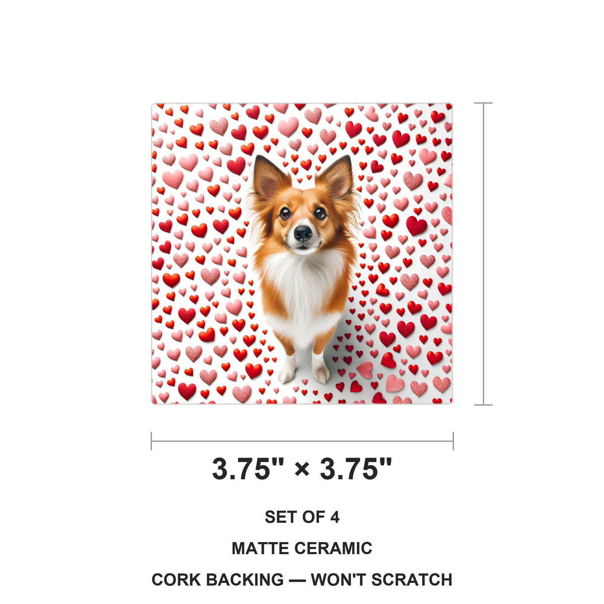 Papillon ceramic coasters set of 4, size 3.75 inches