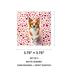 Papillon ceramic coasters set of 4, size 3.75 inches