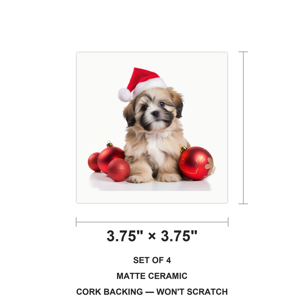 Lhasa Apso Puppy ceramic coasters set of 4, size 3.75 inches