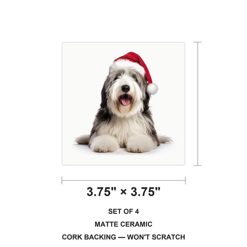 Old English Sheepdog ceramic coasters set of 4, size 3.75 inches