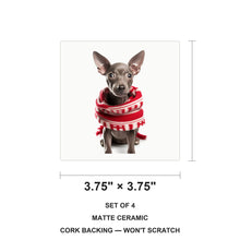 Xoloitzcuintli Puppy ceramic coasters set of 4, size 3.75 inches