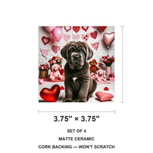 Neapolitan Mastiff ceramic coasters set of 4, size 3.75 inches