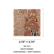 Klimt Tree Of Life ceramic coasters set of 4, size 3.75 inches