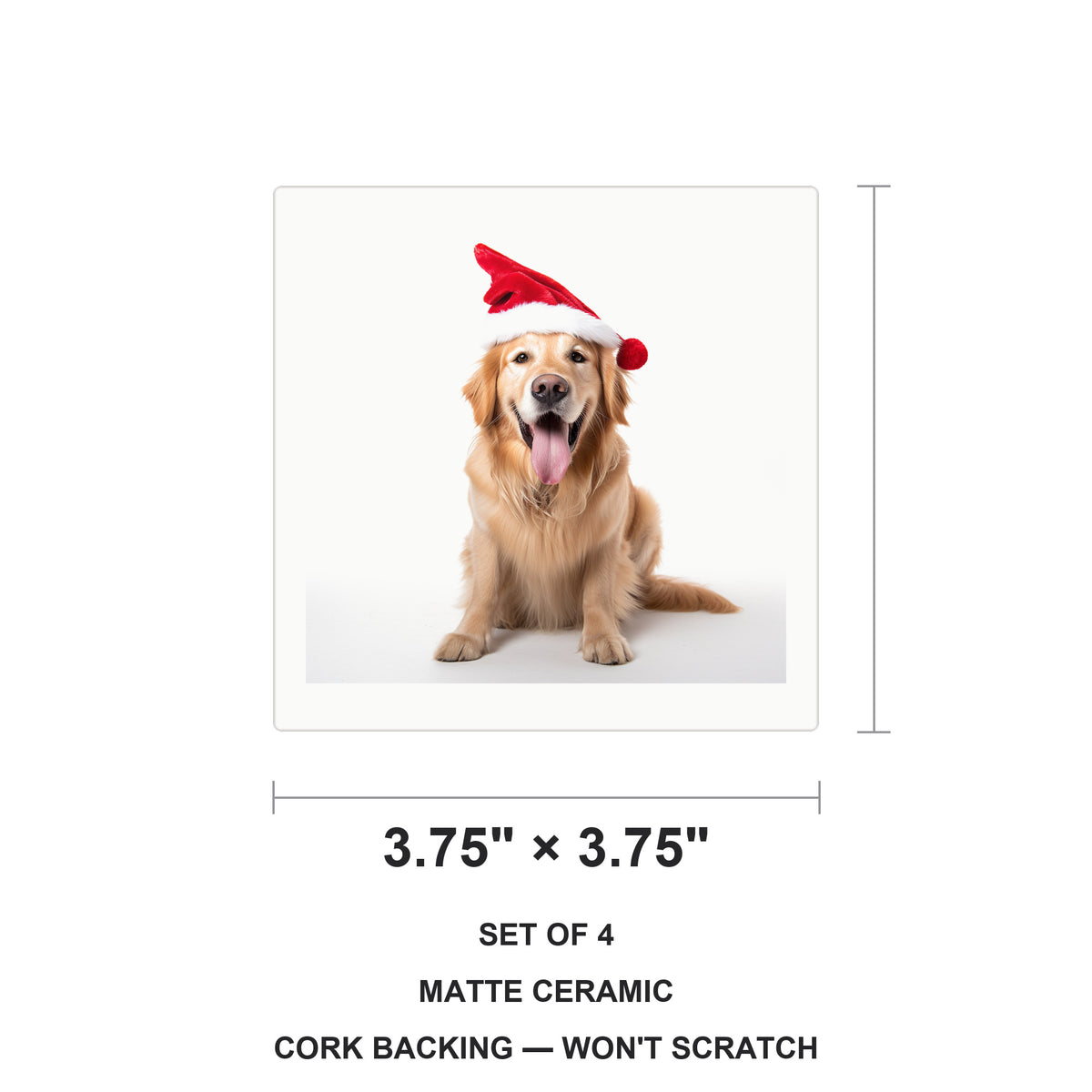 Golden Retriever ceramic coasters set of 4, size 3.75 inches