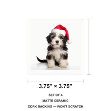 Tibetan Terrier Puppy ceramic coasters set of 4, size 3.75 inches