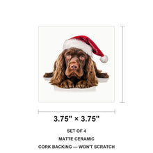 Sussex Spaniel ceramic coasters set of 4, size 3.75 inches
