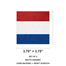 Netherlands Flag Pride ceramic coasters set of 4, size 3.75 inches