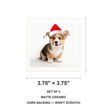 Pembroke Welsh Corgi Puppy ceramic coasters set of 4, size 3.75 inches
