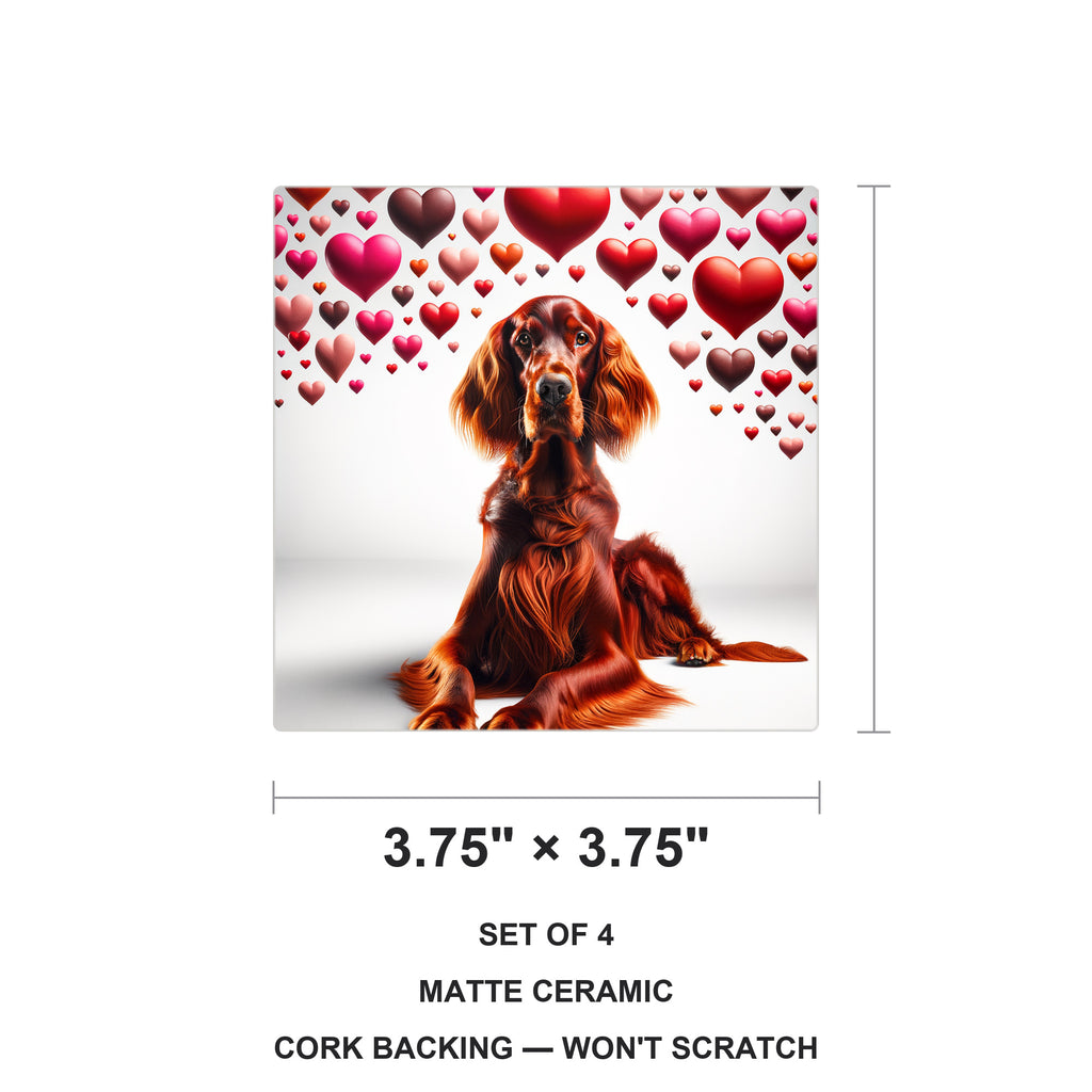 Irish Setter ceramic coasters set of 4, size 3.75 inches