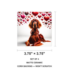Irish Setter ceramic coasters set of 4, size 3.75 inches