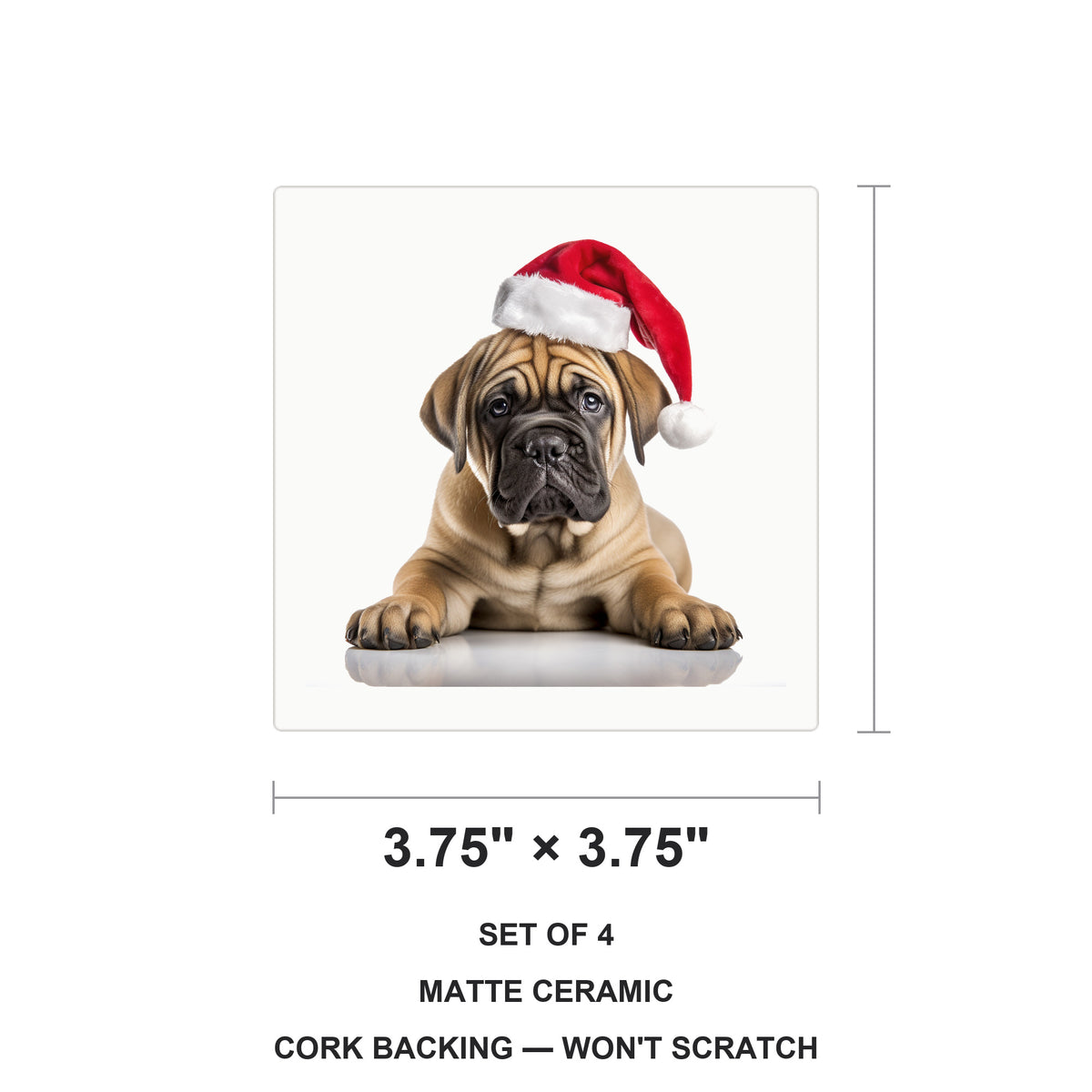 Boerboel Puppy ceramic coasters set of 4, size 3.75 inches