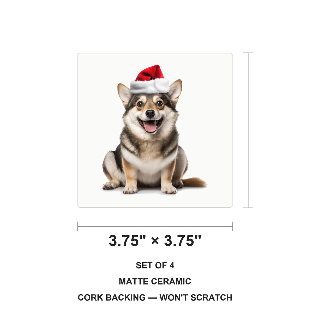 Swedish Vallhund ceramic coasters set of 4, size 3.75 inches