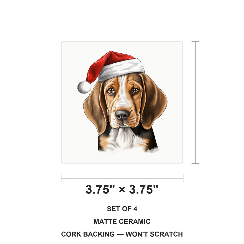 American English Coonhound Puppy Drawing ceramic coasters set of 4, size 3.75 inches