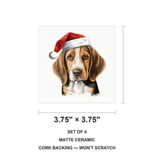 American English Coonhound Puppy Drawing ceramic coasters set of 4, size 3.75 inches