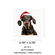 Black and Tan Coonhound ceramic coasters set of 4, size 3.75 inches
