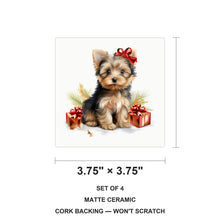 Silky Terrier Puppy Drawing ceramic coasters set of 4, size 3.75 inches