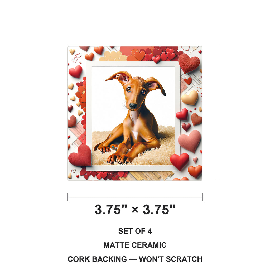 Italian Greyhound ceramic coasters set of 4, size 3.75 inches