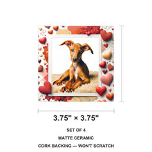 Italian Greyhound ceramic coasters set of 4, size 3.75 inches